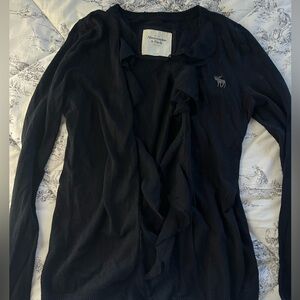 Navy Vintage Abercrombie and Fitch Open Ruffle Cardigan